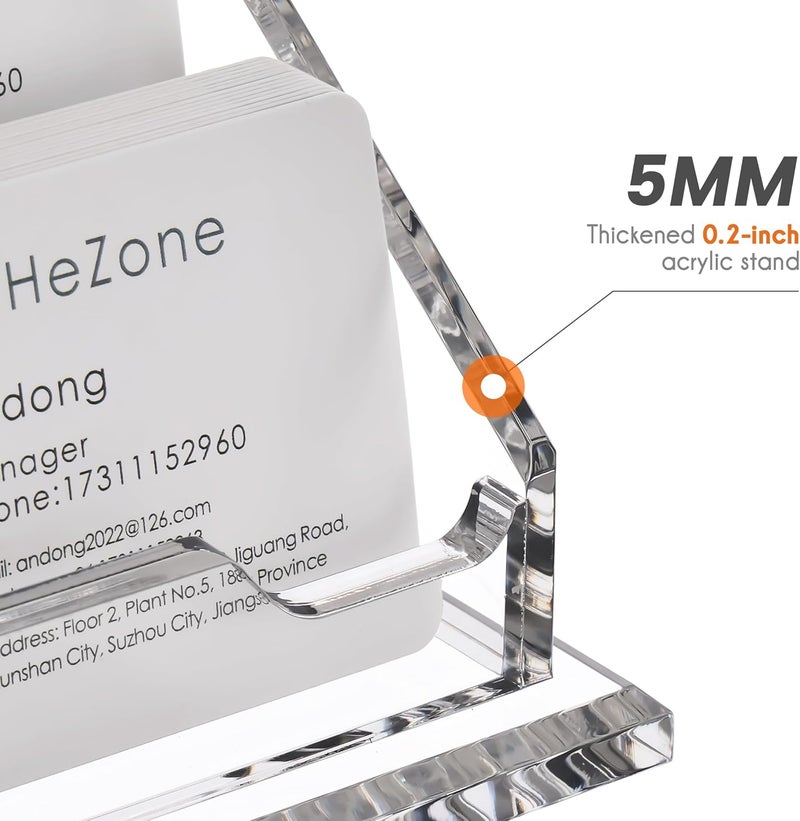 HeZone Acrylic Card Holder Clear Horizontal Business Card Organizer Stand for Desk 3 Slots 3 Tier Business Cards Stand for Women and Men,Office Desk Accessories,Organize 150 Cards-1 Pack(3 Slots-H) - Image 4